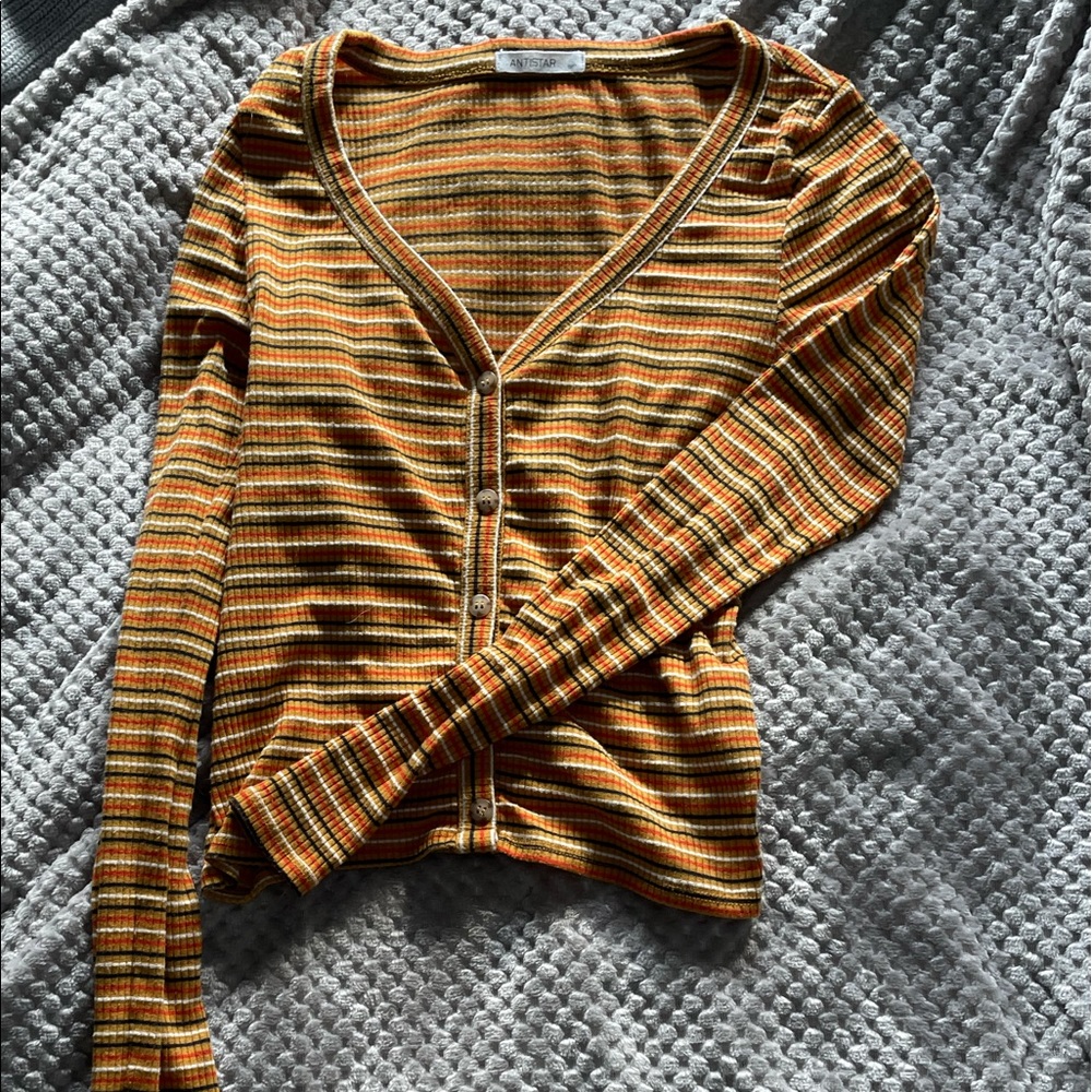 (5 for $10) ANTISTAR cropped striped tee
